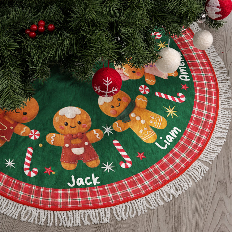 Cookie Gingerbread Christmas Family Decoration - Personalized Tree Skirt 3