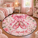 Coquette Bow Ballet Custom Name Gift For Ballet Lover,Ballerina - Personalized Quilted Mat 1