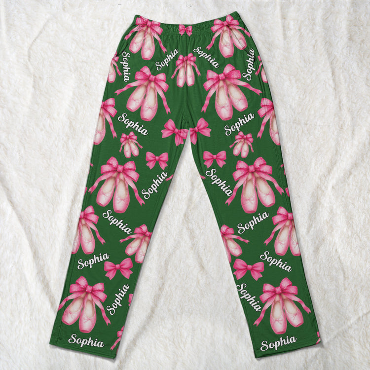 Coquette Bow Ballet Custom Name, Number Gift For Ballet Lover,Ballerina - Personalized Lounge Pants 5