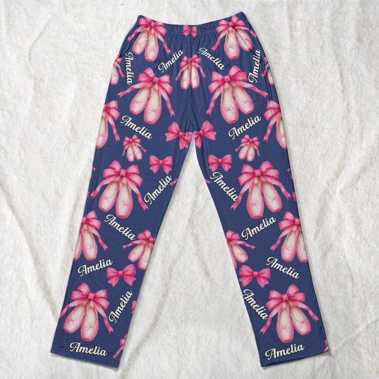 Coquette Bow Ballet Custom Name, Number Gift For Ballet Lover,Ballerina - Personalized Lounge Pants 6