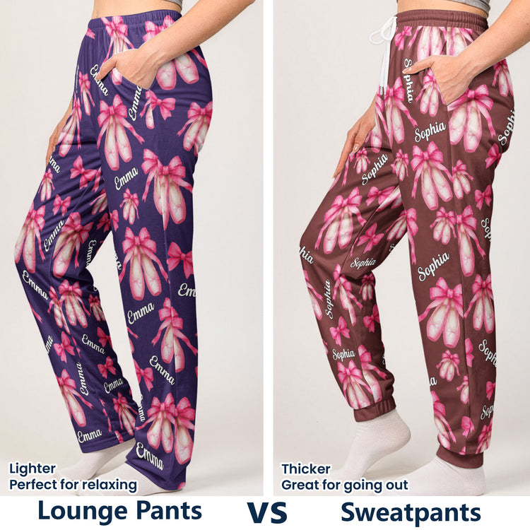 Coquette Bow Ballet Custom Name, Number Gift For Ballet Lover,Ballerina - Personalized Lounge Pants 7