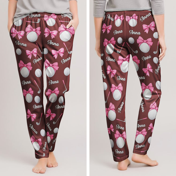 Coquette Bow Golf Custom Name Gift For Golfer, Golf Lovers - Personalized Lounge Pants 3