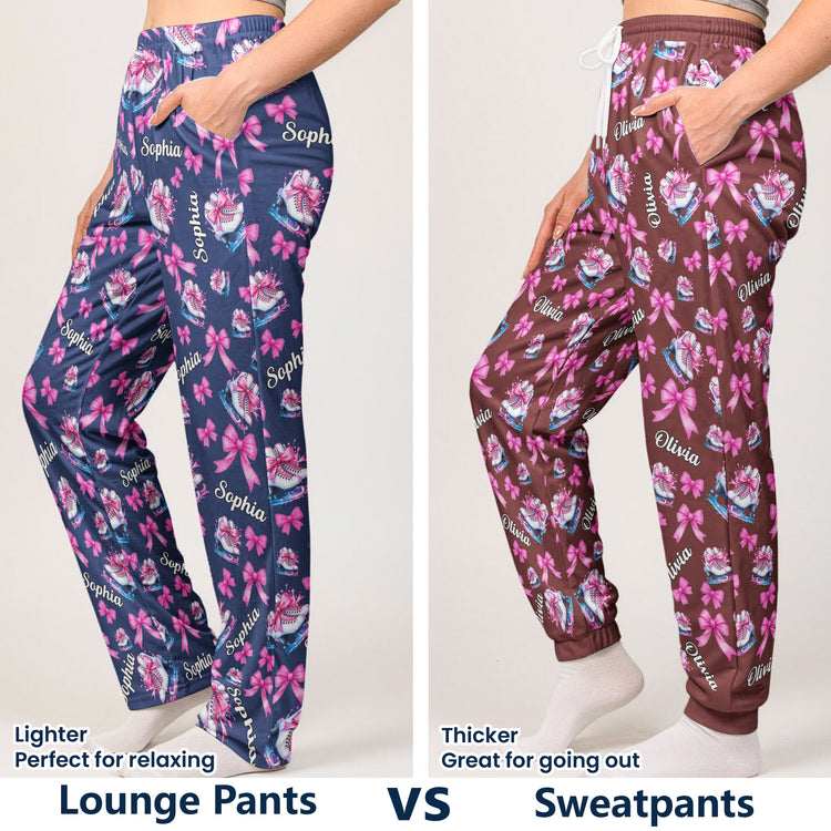 Coquette Bow Ice Skating Custom Name Gift Figure Skater, Ice Skater, Ice Skating Girl - Personalized Lounge Pants 8