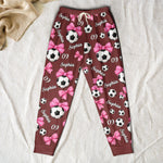 Coquette Bow Soccer Custom Name, Number Gift For Soccer Player, Soccer Team - Personalized Lounge Pants 3
