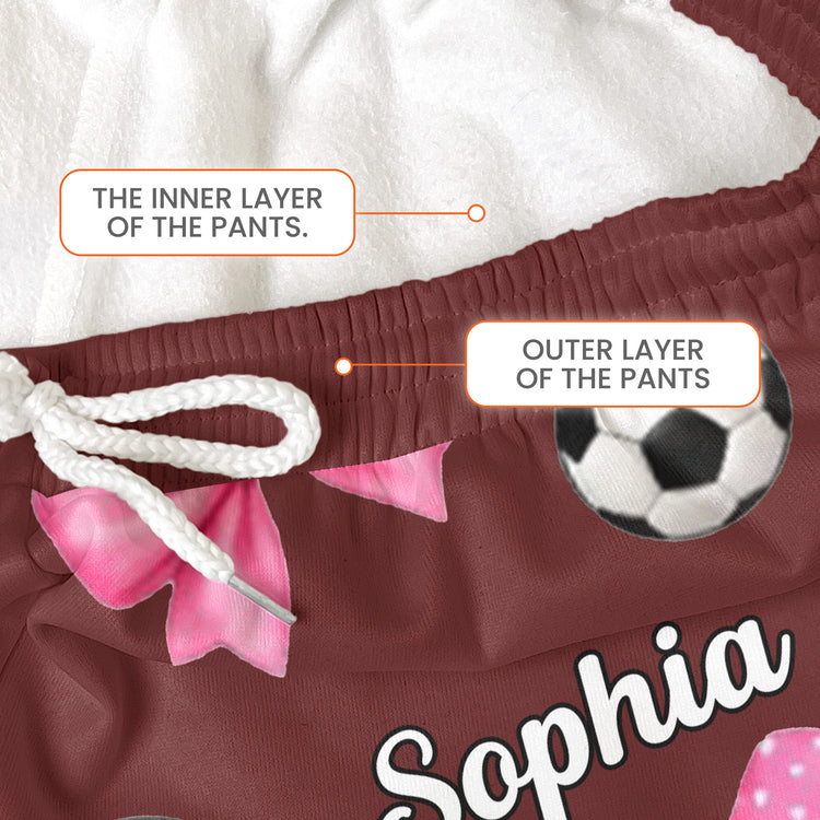 Coquette Bow Soccer Custom Name, Number Gift For Soccer Player, Soccer Team - Personalized Lounge Pants 8
