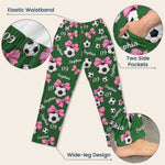 Coquette Bow Soccer Custom Name, Number Gift For Soccer Player, Soccer Team - Personalized Lounge Pants 9