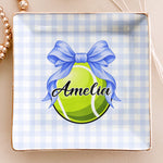 Coquette Bow Sport Custom Name Gift For Softball, Tennis, Volleyball, Basketball, Soccer, Hockey Lovers - Personalized Jewelry Dish 6