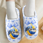 Coquette Bow Sport Custom Name Gift For Softball, Tennis, Volleyball, Basketball, Soccer, Hockey Lovers - Personalized Slippers 3
