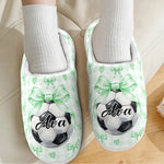 Coquette Bow Sport Custom Name Gift For Softball, Tennis, Volleyball, Basketball, Soccer, Hockey Lovers - Personalized Slippers 4