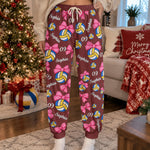 Coquette Bow Volleyball Custom Name, Number Gift For Volleyball Player, Volleyball Team - Personalized Lounge Pants 2