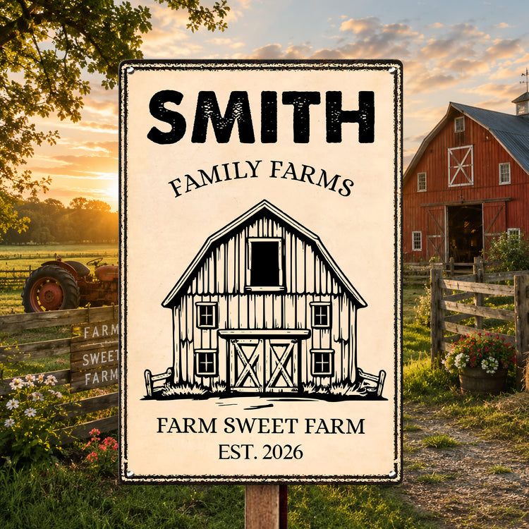 Country Farmhouse, Farm House, Farm Deco - Personalized Metal Sign 1