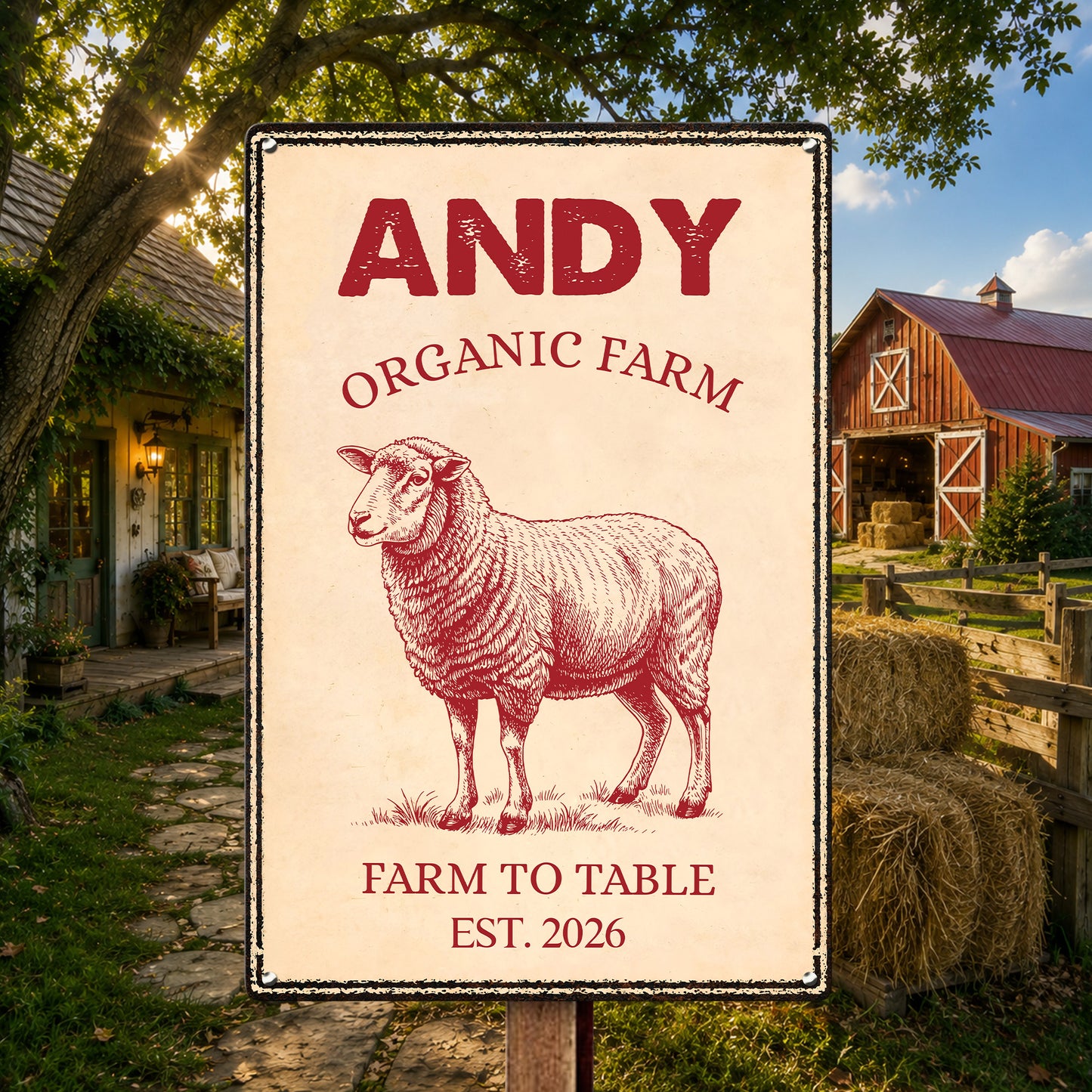 Country Farmhouse, Farm House, Farm Deco - Personalized Metal Sign 2