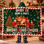 Couple Christmas Movie Watching Blanket - Personalized Blanket Hoodie 2