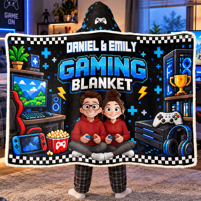 Couple Gaming Blanket Custom Gifts For Her, Him - Personalized Blanket Hoodie