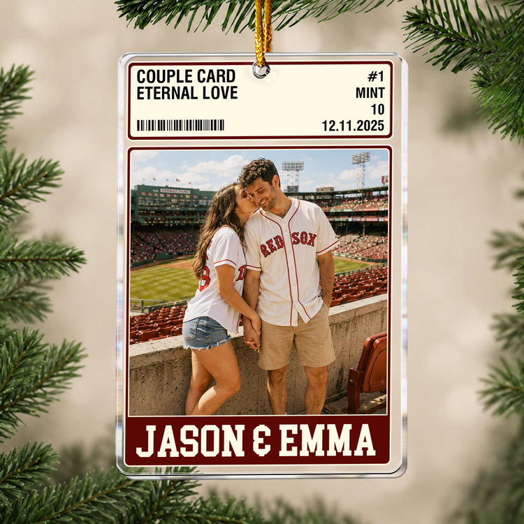 Couple Trading Card Custom Photo Love League - Personalized Ornament 2