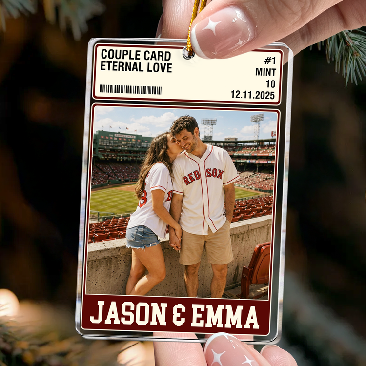 Couple Trading Card Custom Photo Love League - Personalized Ornament 3