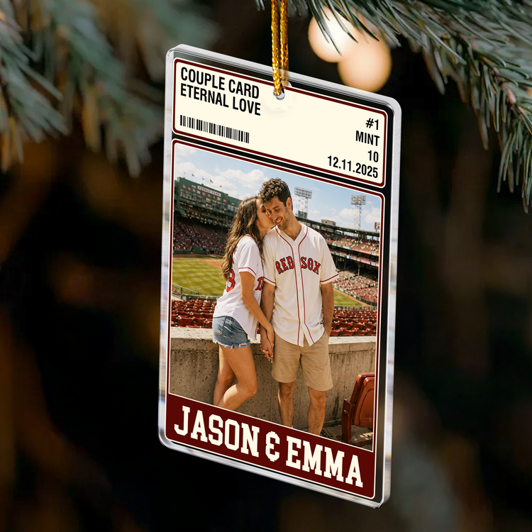 Couple Trading Card Custom Photo Love League - Personalized Ornament 4