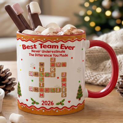 Coworkers Thank You Gifts Custom Crosswords - Christmas Gingerbread Style - Personalized Mug