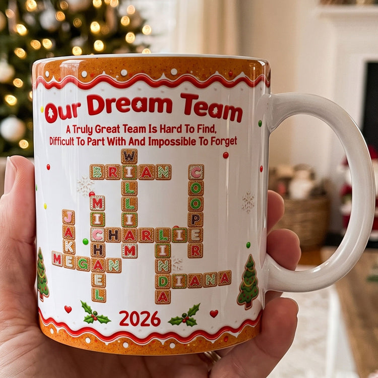 Coworkers Thank You Gifts Custom Crosswords - Christmas Gingerbread Style - Personalized Mug 3
