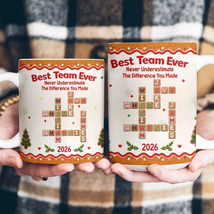 Coworkers Thank You Gifts Custom Crosswords - Christmas Gingerbread Style - Personalized Mug 4
