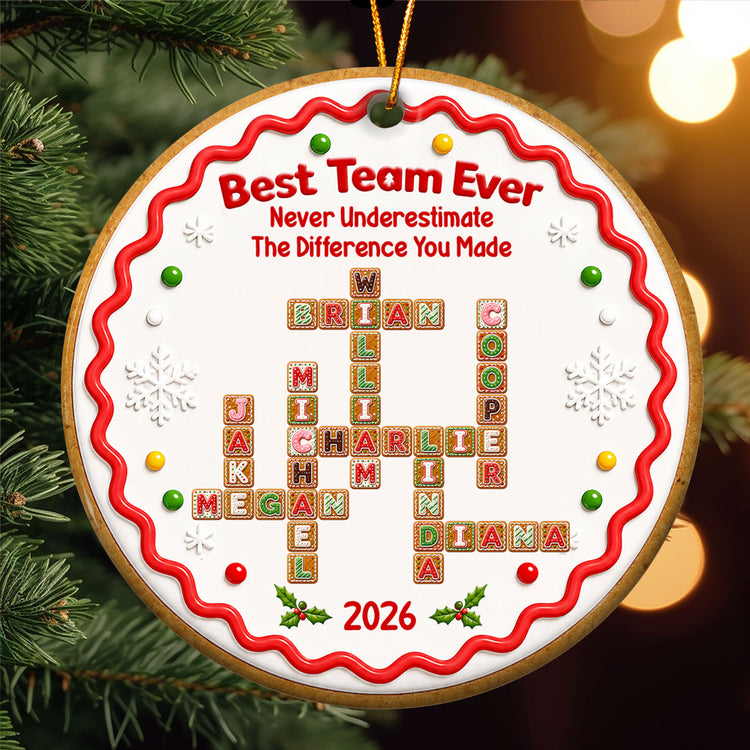 Coworkers Thank You Gifts Custom Crosswords - Christmas Gingerbread Style - Personalized Ornament 1