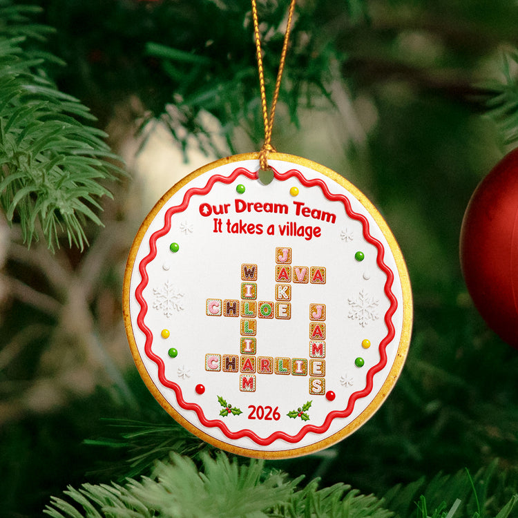 Coworkers Thank You Gifts Custom Crosswords - Christmas Gingerbread Style - Personalized Ornament 3