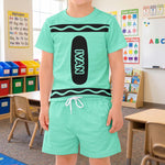 Crayon Style Custom Name Back To School - Personalized Kids Clothing Set 5