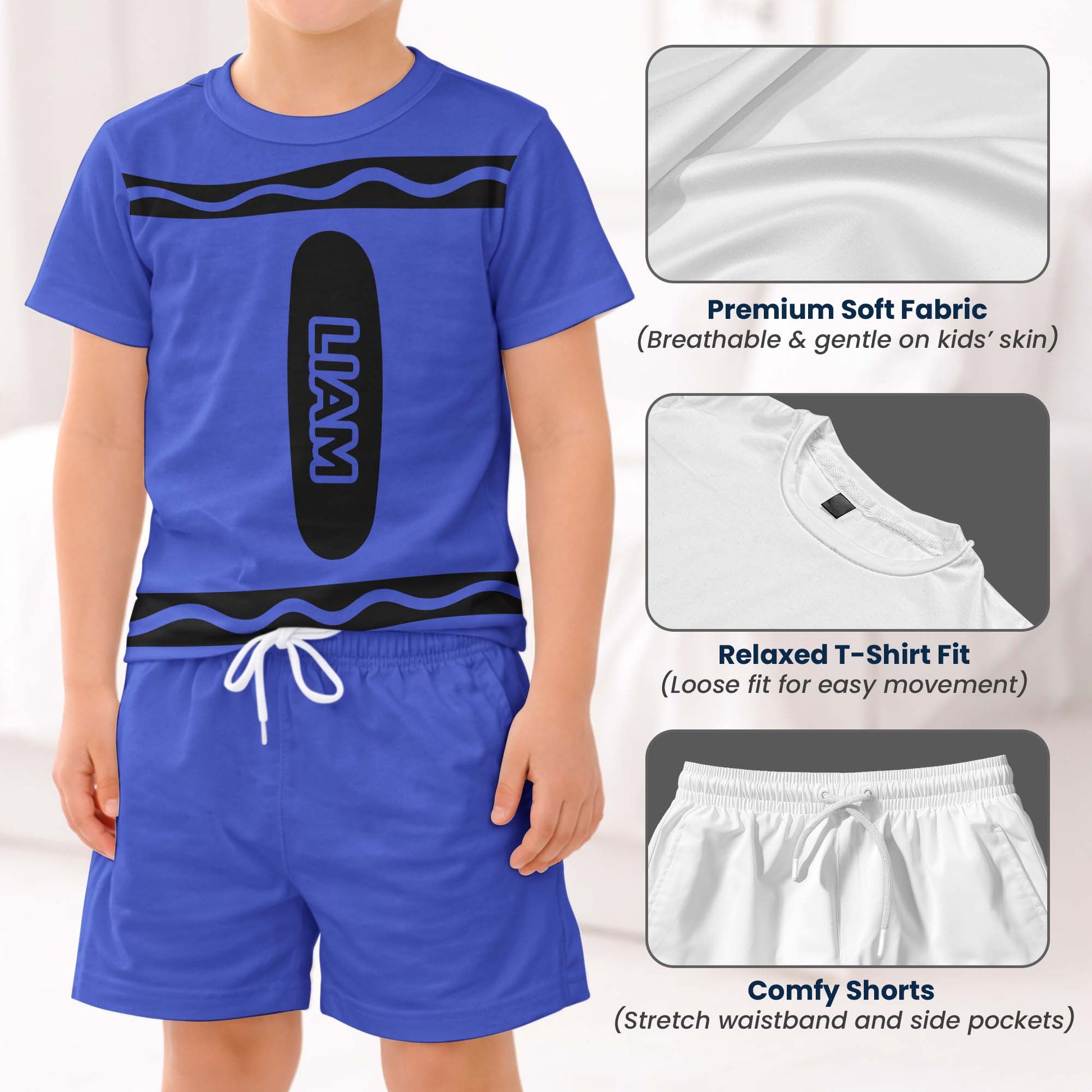 Crayon Style Custom Name Back To School - Personalized Kids Clothing Set 7