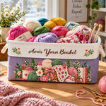 Crochet Lovers, Knitting Lovers Basket For Her, Mom, Grandma, Daughter - Personalized Storage Basket 2