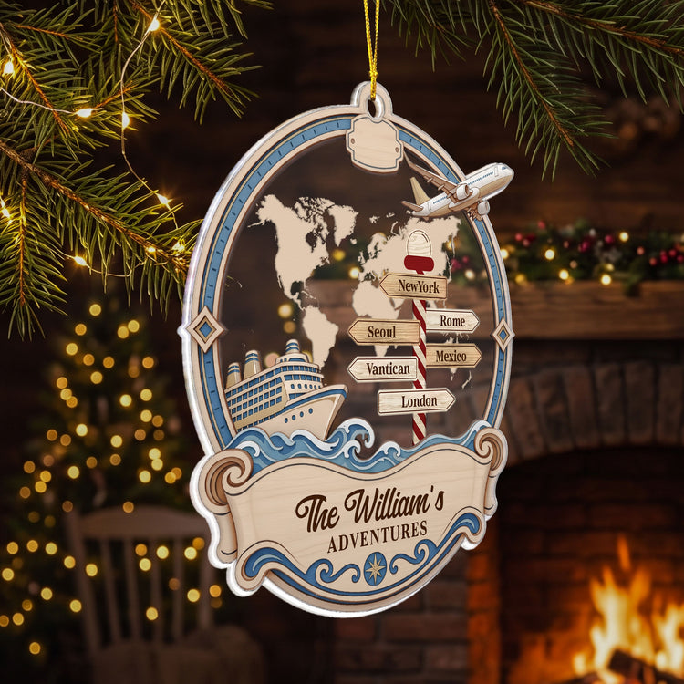 Cruise And Plane Adventures - Personalized Ornament 2