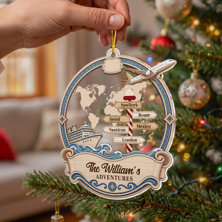 Cruise And Plane Adventures - Personalized Ornament 3