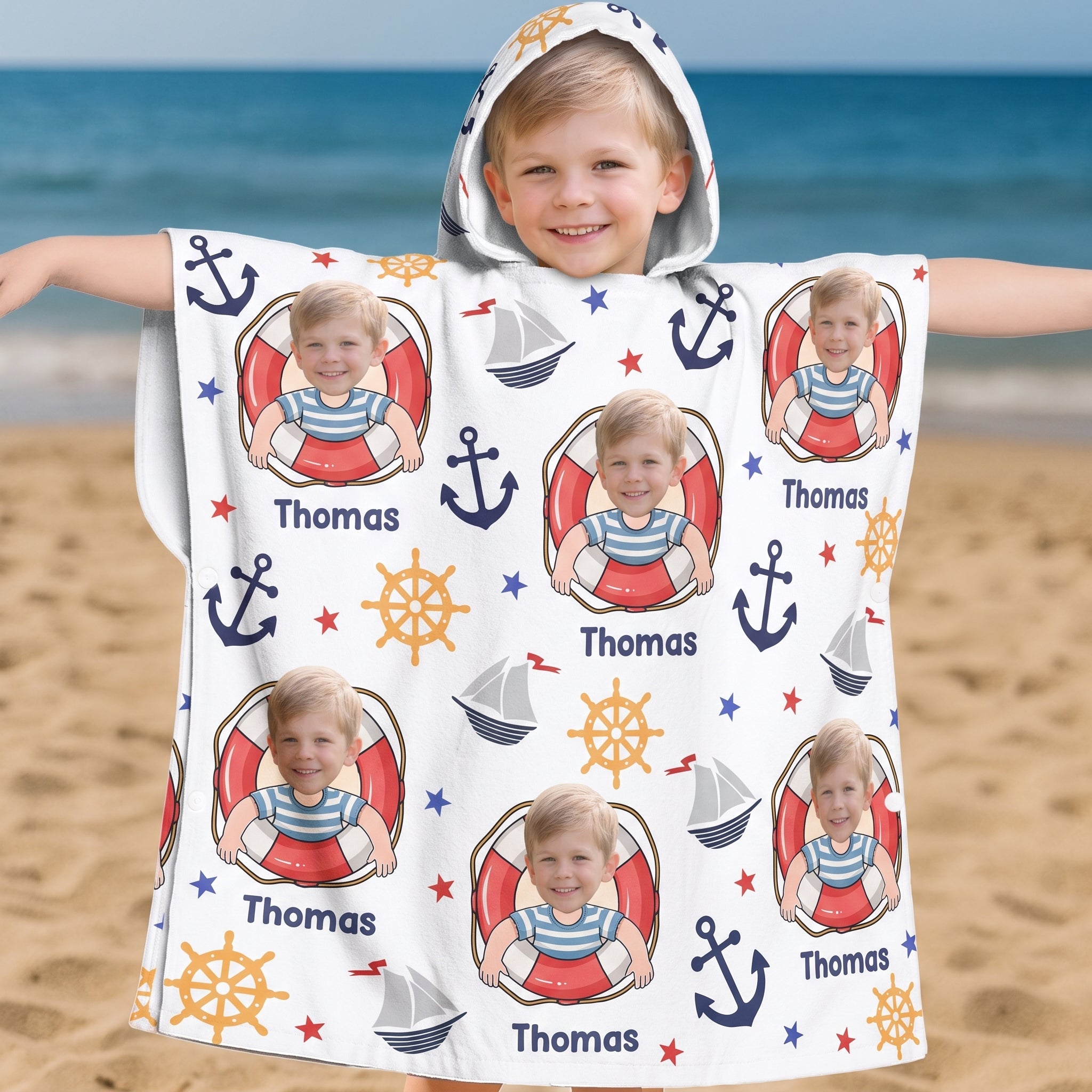 Cruise Kids Custom Name And Photo - Personalized Beach Towel 1