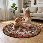 Custom 3D Winter Village Christmas Train Optical Illusion Round Rug - Personalized Quilted Mat 6