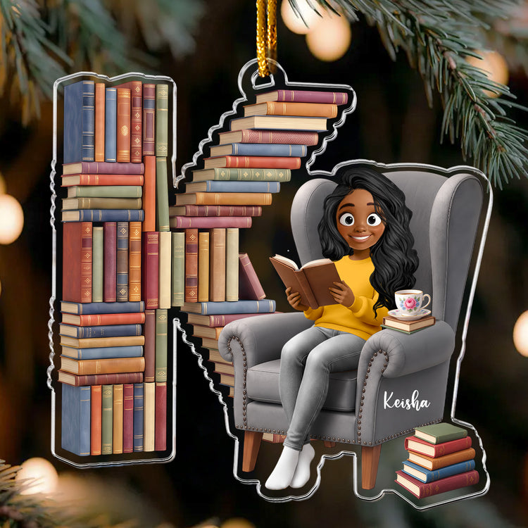 Custom Alphabet Book Christmas Gift For Book Girlie, Book Lover - Personalized Ornament 2