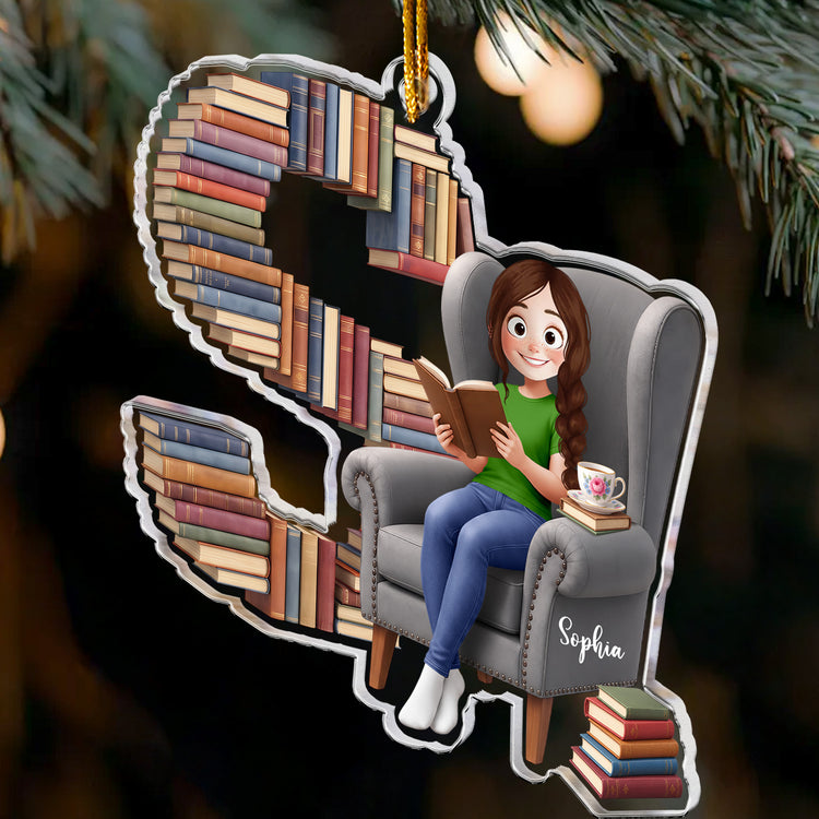 Custom Alphabet Book Christmas Gift For Book Girlie, Book Lover - Personalized Ornament 4