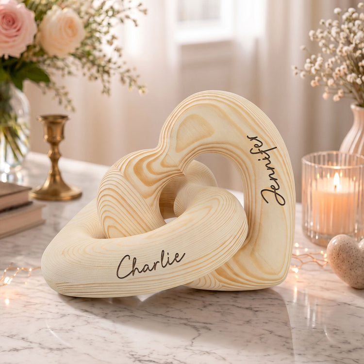 Custom Anniversary Wedding Gifts For Couple - Personalized Wooden Infinity Heart Sculpture 2