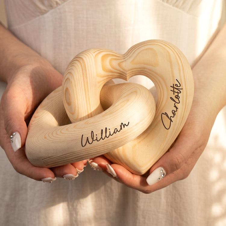 Custom Anniversary Wedding Gifts For Couple - Personalized Wooden Infinity Heart Sculpture 3