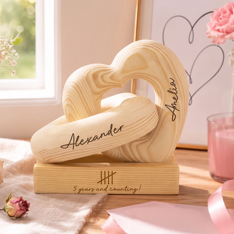 Custom Anniversary Wedding Gifts For Couple - Personalized Wooden Infinity Heart Sculpture 5