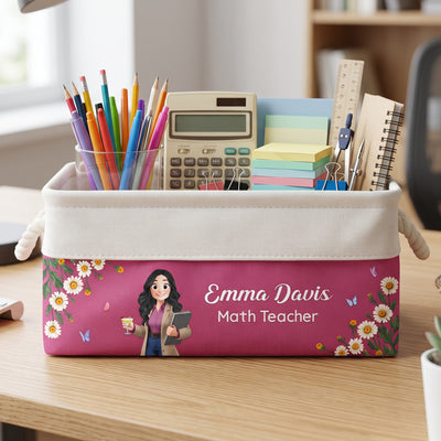 Custom Basket For Coworkers, Teacher, Accountants - Personalized Storage Basket