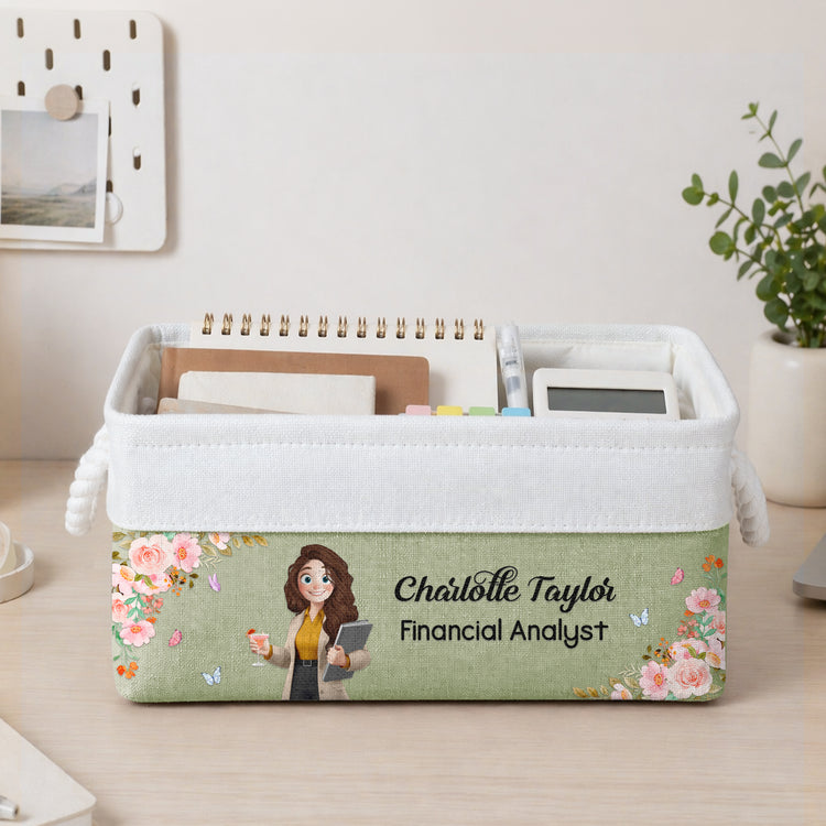 Custom Basket For Coworkers, Teacher, Accountants - Personalized Storage Basket 4