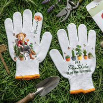 Custom Birth Flower & Cute Character - Gifts For Her, Gardener, Mom, Grandma, Wife - Personalized Gardening Gloves 1