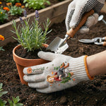Custom Birth Flower & Cute Character - Gifts For Her, Gardener, Mom, Grandma, Wife - Personalized Gardening Gloves 4