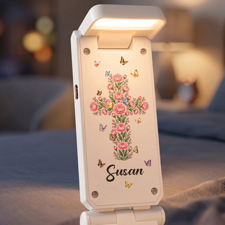 Custom Birth Flower & Name Bible Book Light For Her - Personalized Reading Lamp 6