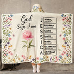 Custom Birth Flower & Name Bible Verse For Her, Daugher, Friend, Sister - Personalized Blanket Hoodie 1