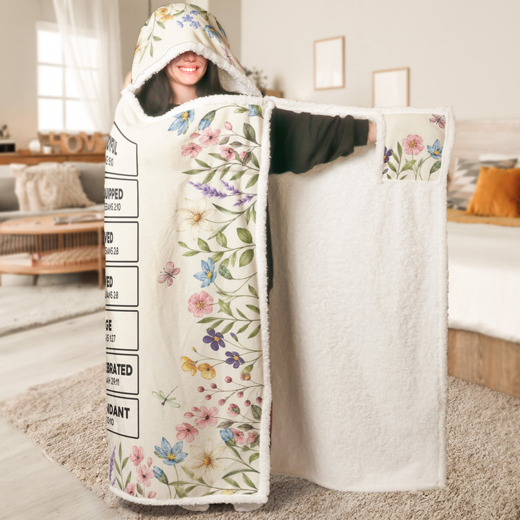 Custom Birth Flower & Name Bible Verse For Her, Daugher, Friend, Sister - Personalized Blanket Hoodie 2
