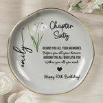Custom Birth Flower & Name - Birthday Gift, New Chapter - Personalized Jewelry Dish 3