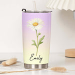 Custom Birth Flower & Name Colorful New Version Gifts For Her, BFF, Coworkers - Personalized Tumbler Cup 7