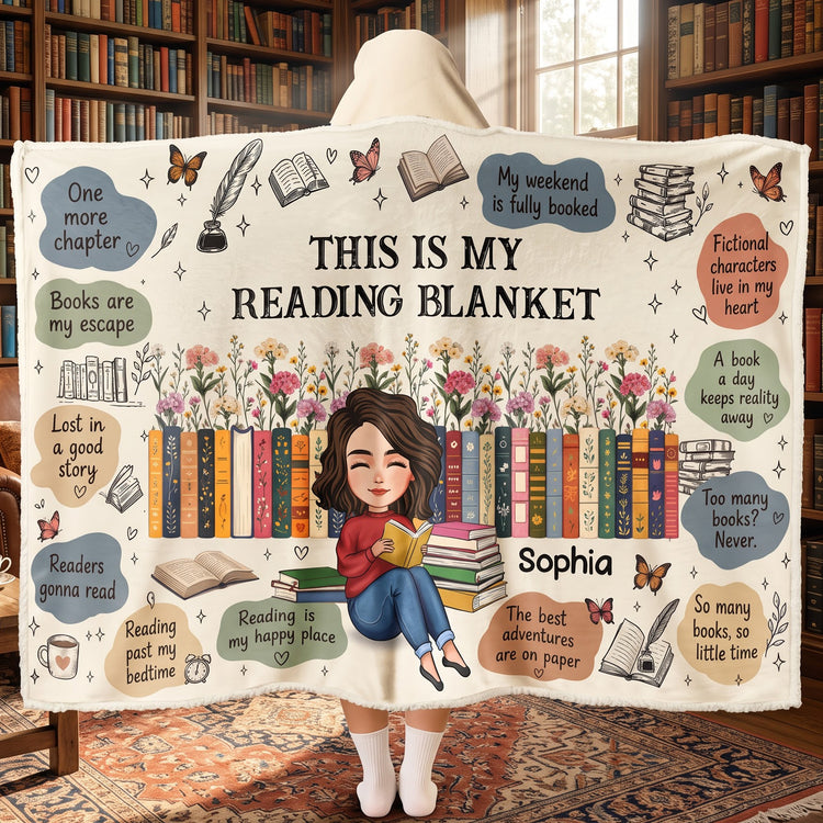 Custom Birth Flower & Name For Friends, Book Lovers, Book Clubs - Personalized Blanket 1