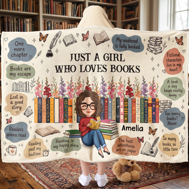 Custom Birth Flower & Name For Friends, Book Lovers, Book Clubs - Personalized Blanket 2