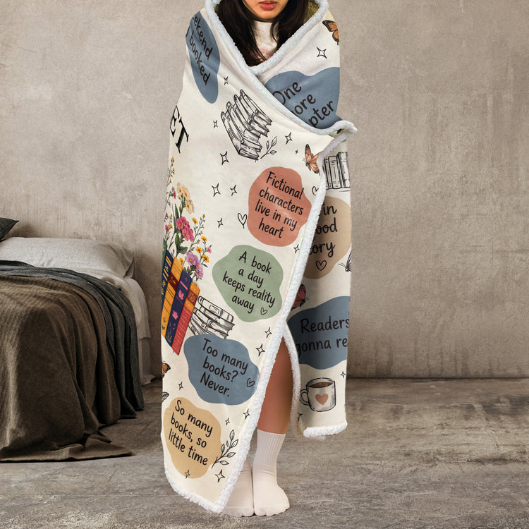 Custom Birth Flower & Name For Friends, Book Lovers, Book Clubs - Personalized Blanket 4
